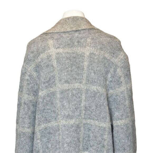 Eileen Fisher moon shawl collar coat with mohair plush melange windowpane print - Picture 9 of 14